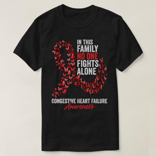 Kongestive Herzinsuffizienz Aufklärungsmonat Red R T-Shirt (Design vorne)