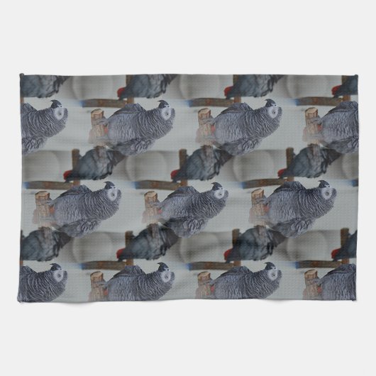 Kongo African Gray Parrot in Mirror Geschirrtuch (Horizontal)