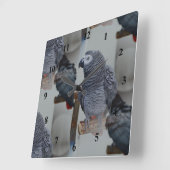 Kongo African Gray Parrot in Mirror Quadratische Wanduhr (Winkel)