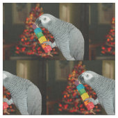 Kongo African Gray Parrot Merry Christmas Tree Stoff (Nahaufnahme)