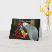 Kongo African Gray Parrot Merry Weihnachtsbaum Karte (Gelbe Blume)