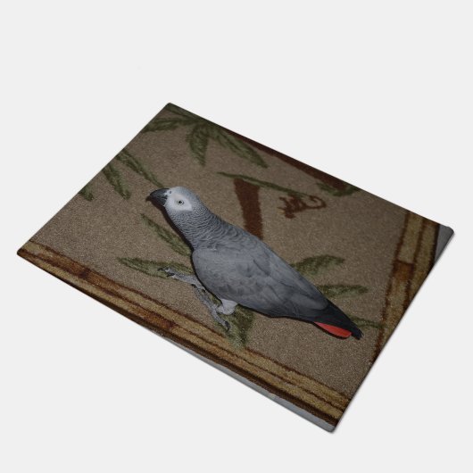 Kongo African Gray Parrot on Floor Fußmatte (Schrägansicht)