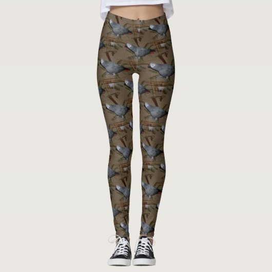 Kongo African Gray Parrot on Floor Leggings (Vorderseite)