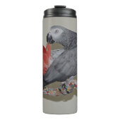 Kongo African Gray Parrot Schwanz Prevue Thermosbecher (Vorderseite)