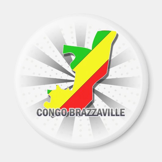 Kongo Brazzaville Flag Karte 2.0 Magnet (Vorne)