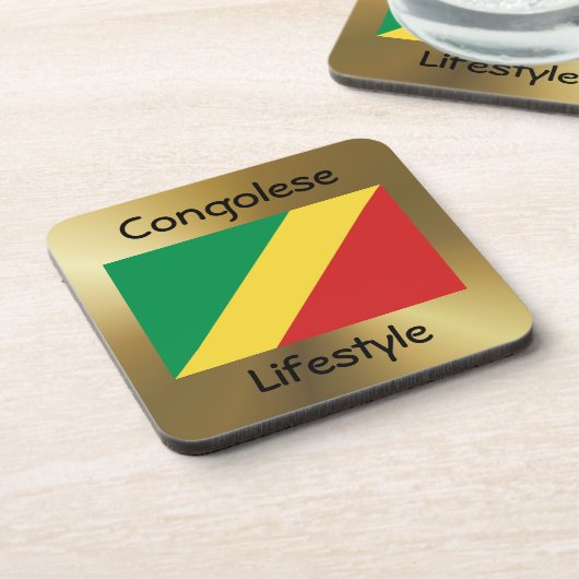Kongo-Brazzaville-Flag+Text-Untersetzer Untersetzer (Linke Seite)