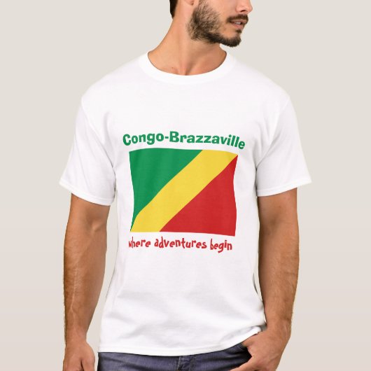 Kongo-Brazzaville Flagge + Karte + Text-T - Shirt (Vorderseite)