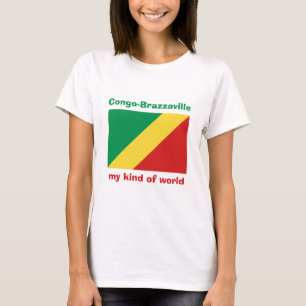 Kongo-Brazzaville-Flagge + Karte + Text-T-Shirt T-Shirt