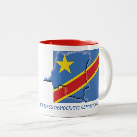 KONGO FLAG MAP-Skripte individuell Zweifarbige Tasse (VorderseiteRechts)