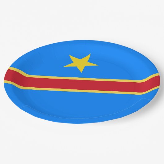 Kongo-Flagge Pappteller (Schrägansicht)