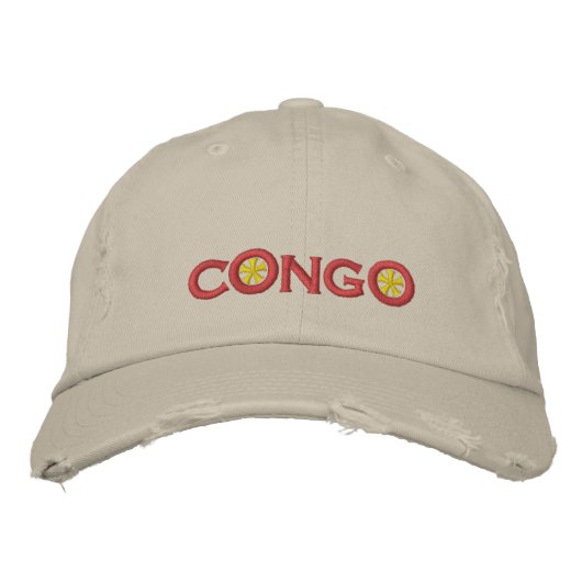 Kongo-Flagge Stickere Baseballmütze Bestickte Baseballkappe (Vorderseite)