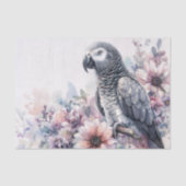 Kongo Grau Paprot Floral Watercolor Seidenpapier (Vorderseite)