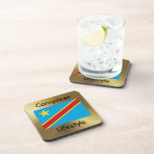 Kongo-Kinshasa-Flag+Text-Untersetzer Getränkeuntersetzer (Rechte Seite)