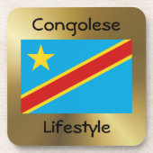 Kongo-Kinshasa-Flag+Text-Untersetzer Getränkeuntersetzer (Vorderseite)