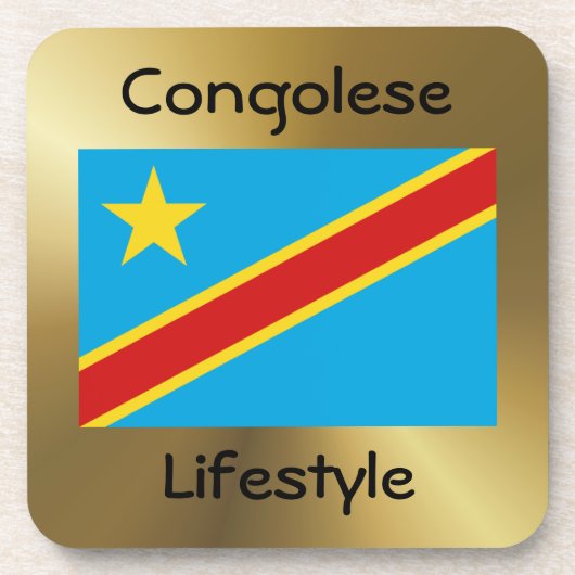 Kongo-Kinshasa-Flag+Text-Untersetzer Getränkeuntersetzer (Vorderseite)