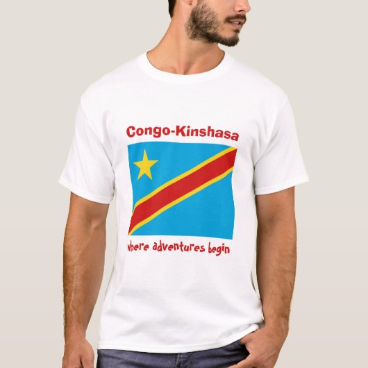 Kongo-Kinshasa Flagge + Karte + Text-T - Shirt (Vorderseite)