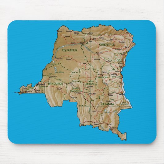 Kongo-Kinshasa Karte Mousepad (Vorne)