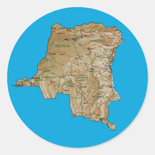 Kongo-Kinshasa-Kartenaufkleber Runder Aufkleber