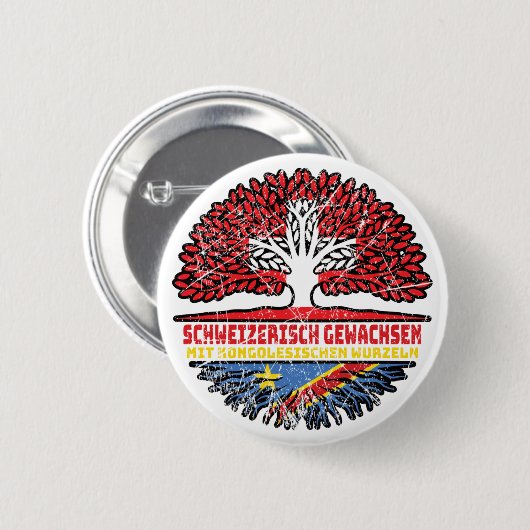 Kongo Kongolesisch Schweizer Schweiz Baum Wurzel Button (Vorne & Hinten)