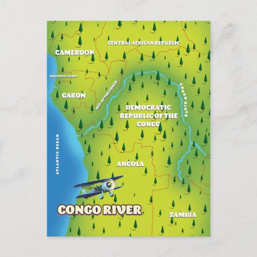 Kongo River Beautiful Vintag map Postkarte (Vorderseite)
