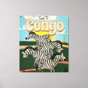 Kongo Vintage-Reiseposter. Leinwanddruck