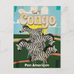 Kongo Vintage Travel Poster. Postkarte