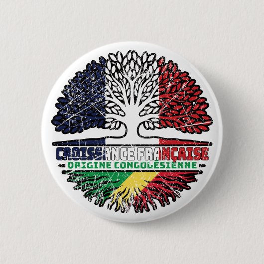 Kongolesische Fahne der französischen Bäume Button (Vorderseite)