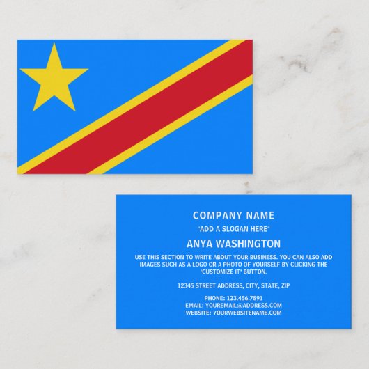 Kongolesische Flagge, Flagge der DR Kongo Visitenkarte (Vorne/Hinten)