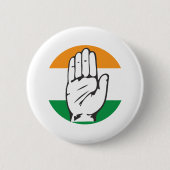 Kongress-Party des Indien-Handsymbols Button (Vorderseite)