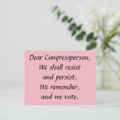 Kongressabgeordnete Persist Resist Erinnern Sie si Postkarte (Stehend Vorderseite)