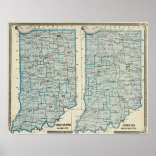 Kongressbezirkgerichtsbezirke Indiana Poster