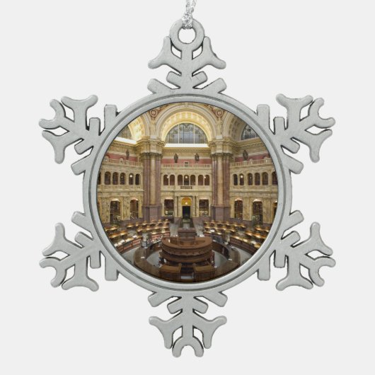 Kongressbibliothek Schneeflocken Zinn-Ornament (Vorderseite)