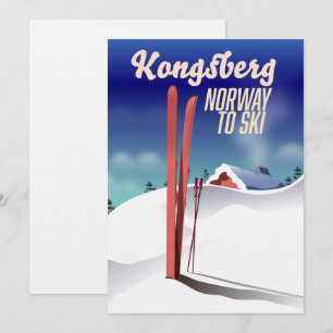 Kongsberg Norwegen Ski-Reiseplakat. Einladung