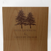 Koniferenbäume, Holzkorn rustikale Hochzeit Dreifach Gefaltete Einladung (Innen Erste Seite)