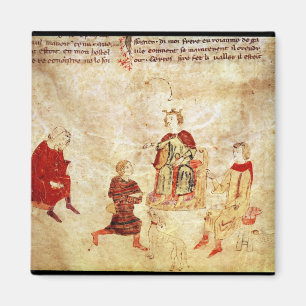 König Arthur auf seinem Thron umgeben Magnet