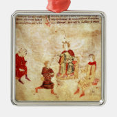 König Arthur auf seinem Thron umgeben Silbernes Ornament (Vorne)