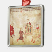 König Arthur auf seinem Thron umgeben Silbernes Ornament (Links)