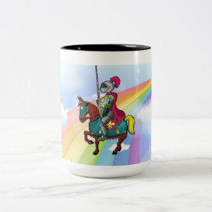 König Arthur Ritter und Pferd Zweifarbige Tasse