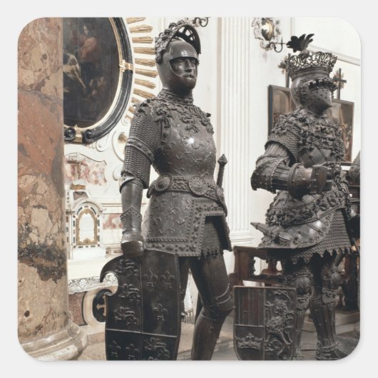 König Arthur, Statue aus dem Grab von Maximilian Quadratischer Aufkleber (Vorderseite)