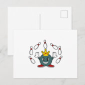 König beim Bowling mit Bowlingnadel Postkarte (Vorne/Hinten)
