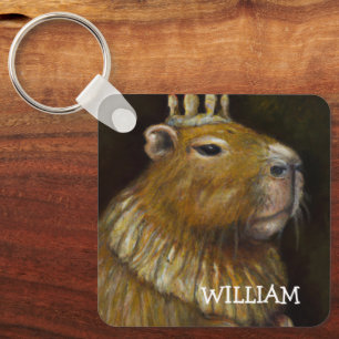 KÖNIG CAPYBARA - PERSONALISIERTES DOPPELSEITIGES F SCHLÜSSELANHÄNGER