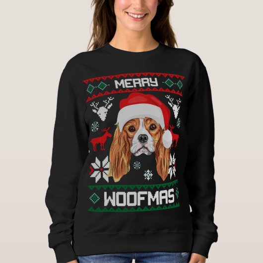 König Cavalier Charles Spaniel Merry Woofmas Sweatshirt (Vorderseite)