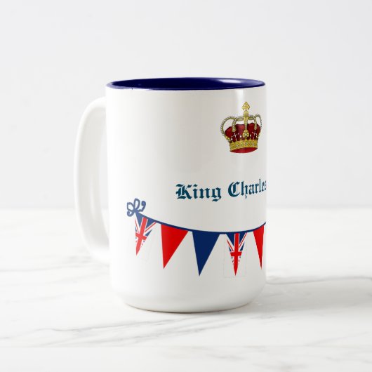 König Charles 111 Krone Zweifarbige Tasse (Vorderseite Links)