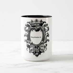 König Charles 111 Vintage Krone Schwarz/Weiß Zweifarbige Tasse
