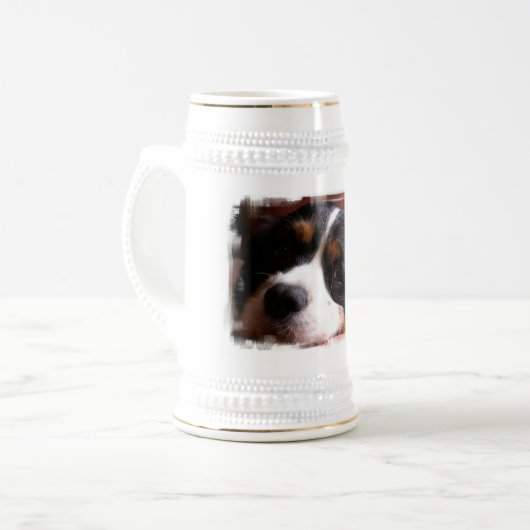 König Charles Cavalier Spaniel Beer Stein Bierglas (Vorderseite Links)
