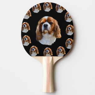 König Charles Cavalier Spaniel Hund Gesicht Muster Tischtennis Schläger