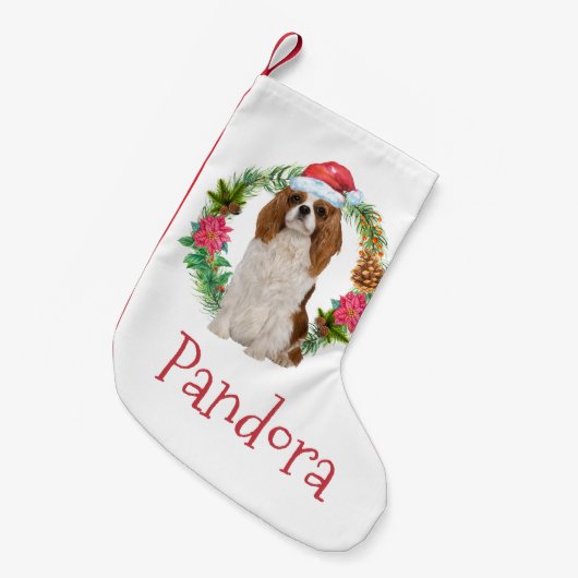 König Charles Cavalier spaniel Weihnachtskranz Kleiner Weihnachtsstrumpf (Vorderansicht (hängend))