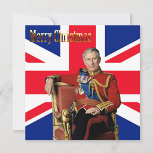 König Charles III britische Flagge Weihnachtsgruß Karte