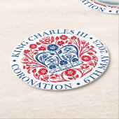 König Charles III-KrönungsEmblem Runder Pappuntersetzer (Angewinkelt)