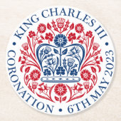 König Charles III-KrönungsEmblem Runder Pappuntersetzer (Vorderseite)